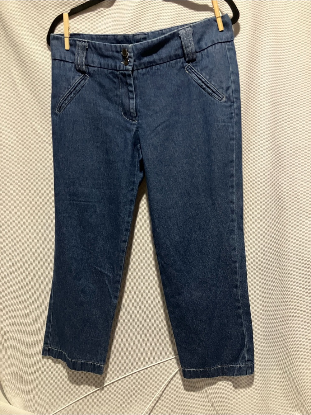 Hybrid Apparel Dark Blue Cropped Stretch Denim Jeans - Picture 1 of 7